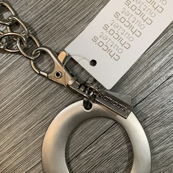 Chico’s Reptile Rounds Silver Metal Chain Belt NWT size S/M - Picture 2 of 8